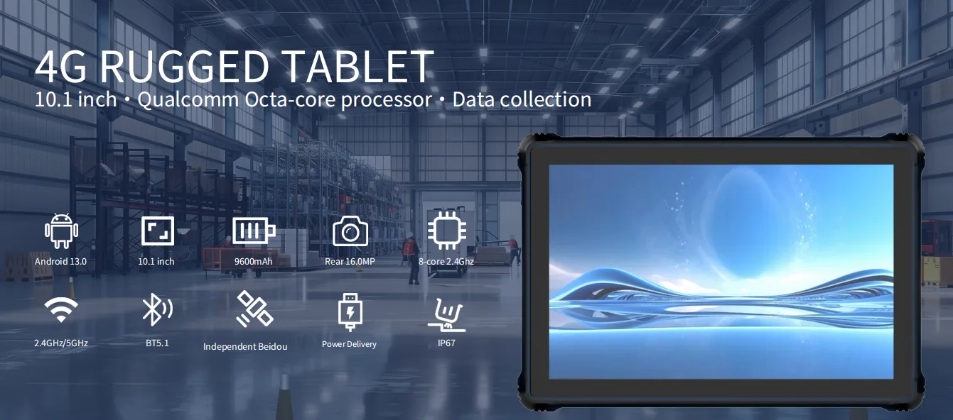 RT81 4G Rugged Tablet – 10.1″ | Qualcomm Octa‑core | Data Collection | IP67 solution image