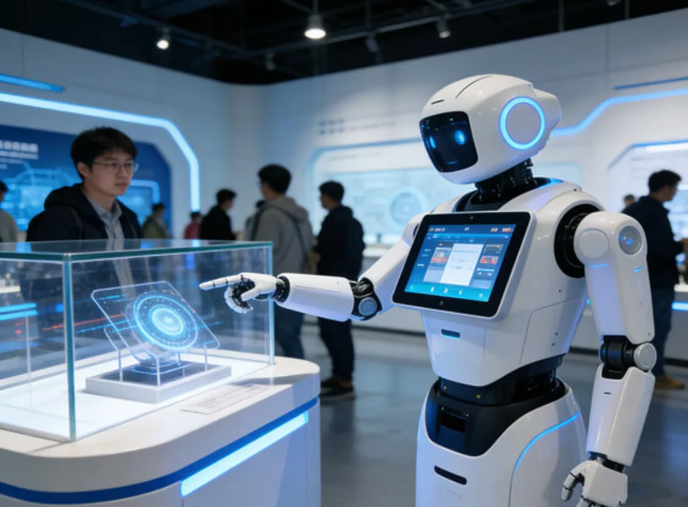 Robot with an integrated display interface