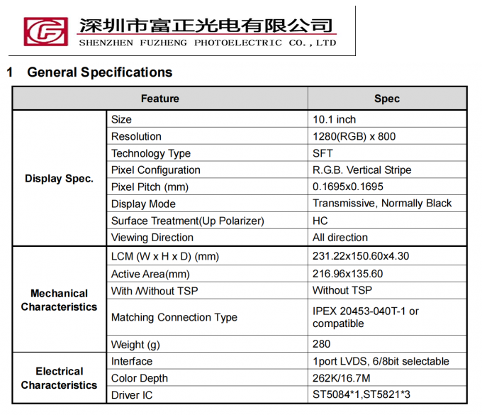 TM101JDHG30-00 mechanical outline drawing