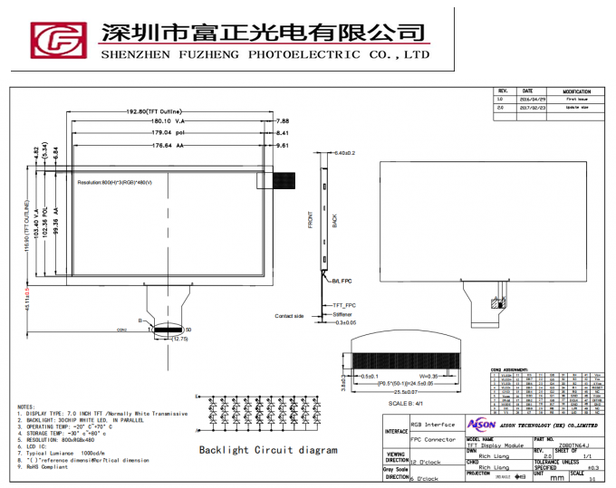 Z080TN64J mechanical outline drawing