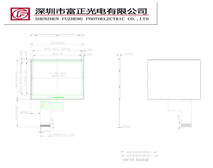 Z043WQ34J mechanical outline drawing