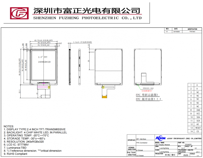 Z024Q01 mechanical outline drawing