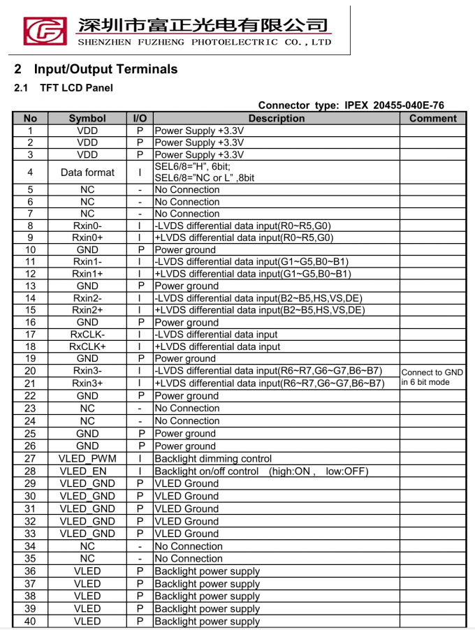 TM101JDHG40-00 mechanical outline drawing