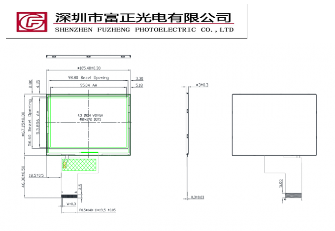 Z043WQ34J mechanical outline drawing