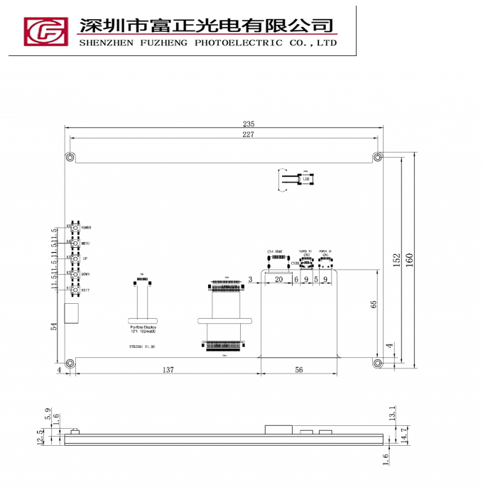 RTD2281-V1.0S mechanical outline drawing
