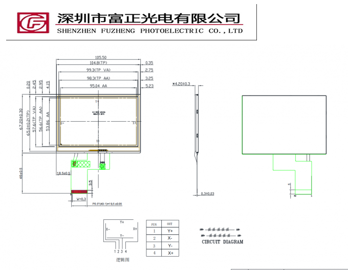 Z043WQ34H-T mechanical outline drawing