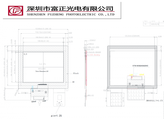 Z050WV31-CT mechanical outline drawing