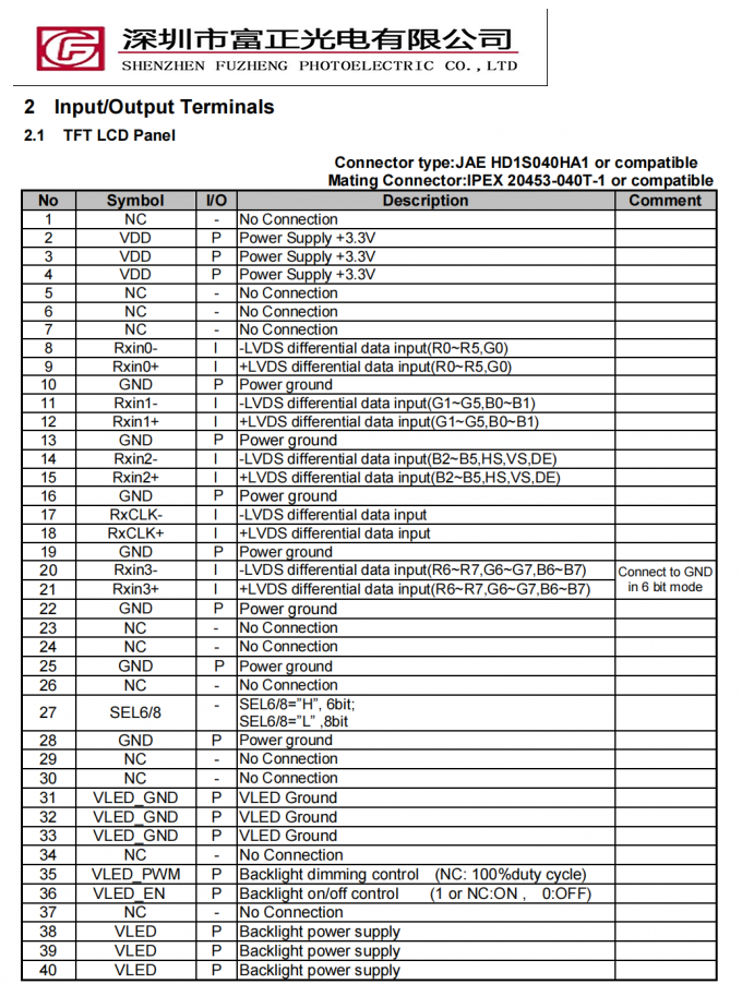 TM101JDHG30-00 mechanical outline drawing
