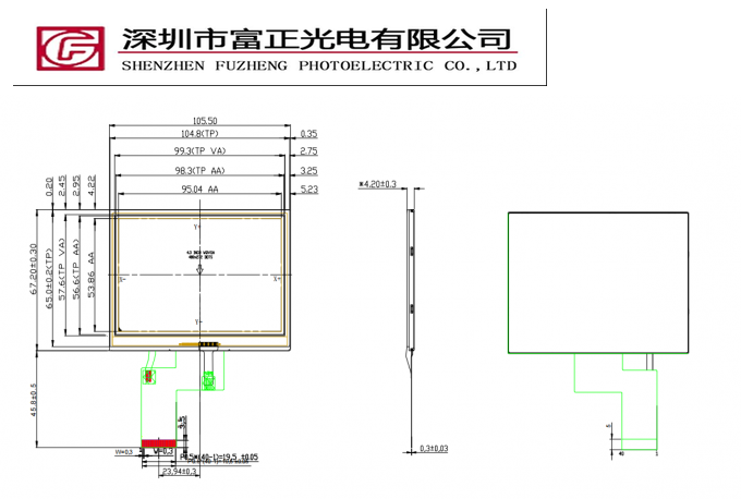 Z043WQ19-T mechanical outline drawing